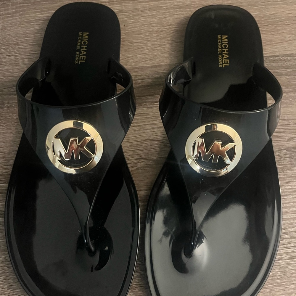Michael Kors Black and Gold Sandals